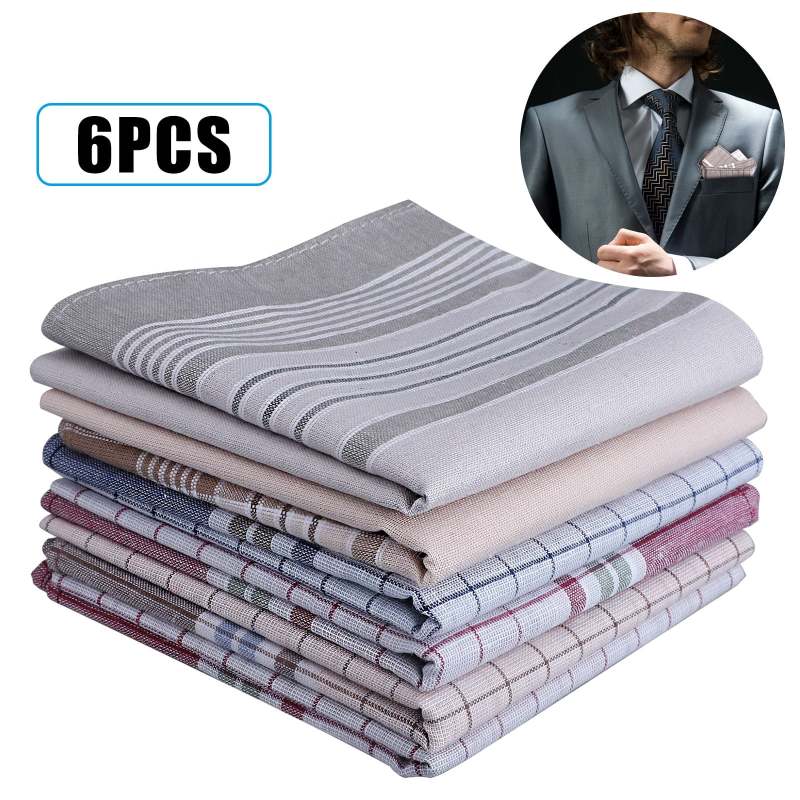 Cotton Handkerchiefs 40*40cm Stripe Hypoallergenic - Reusable Eco-Friendly Vintage Pocket Square for Formal Suits Daily Wear Sensitive Skin Users - Image 1