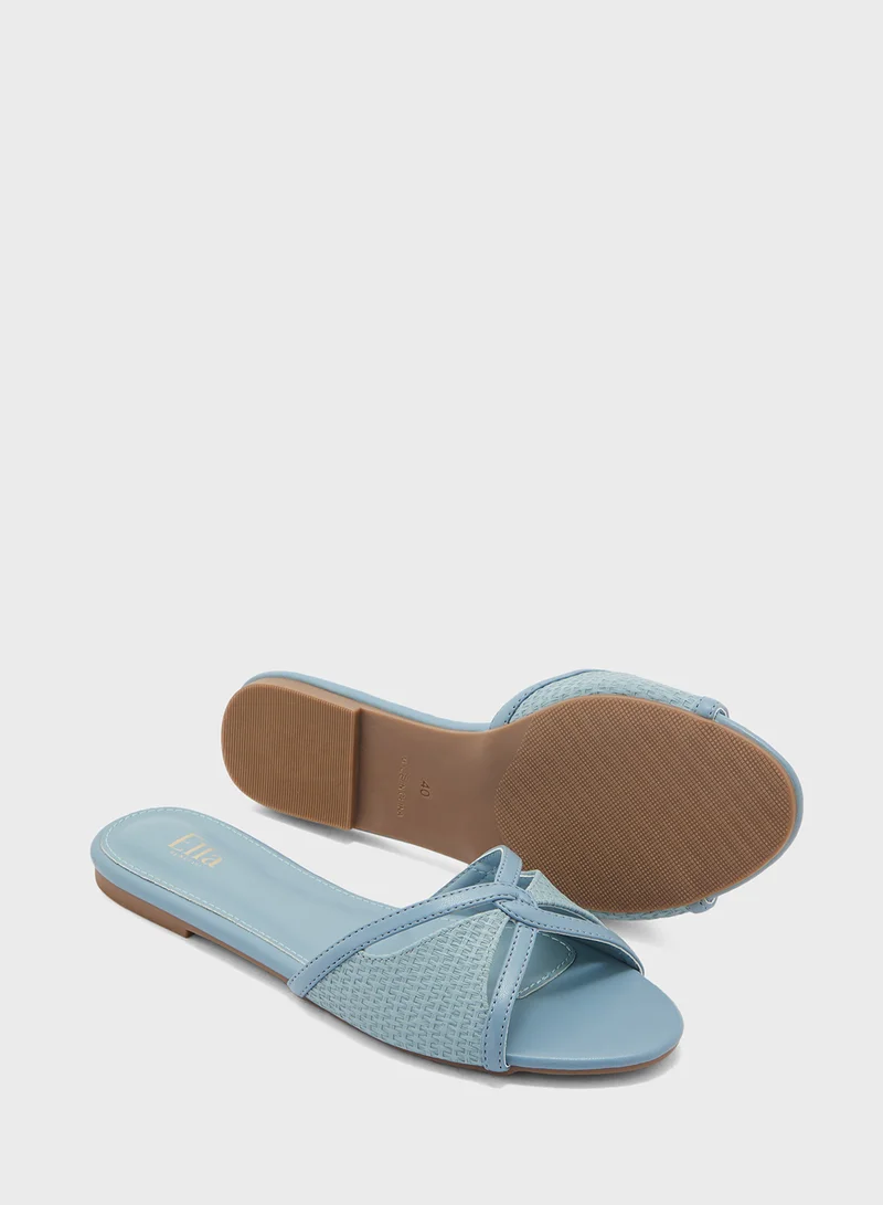 ELLA Strappy Weave Detail Flat Sandal