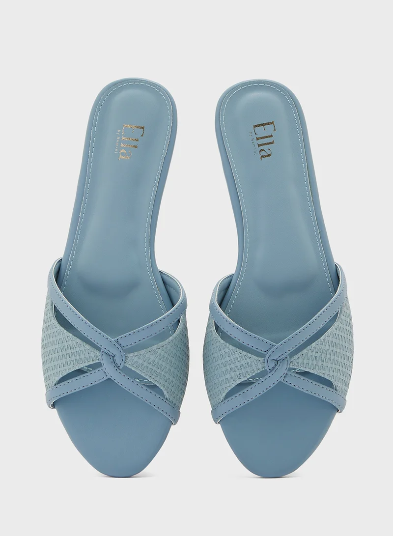 ELLA Strappy Weave Detail Flat Sandal