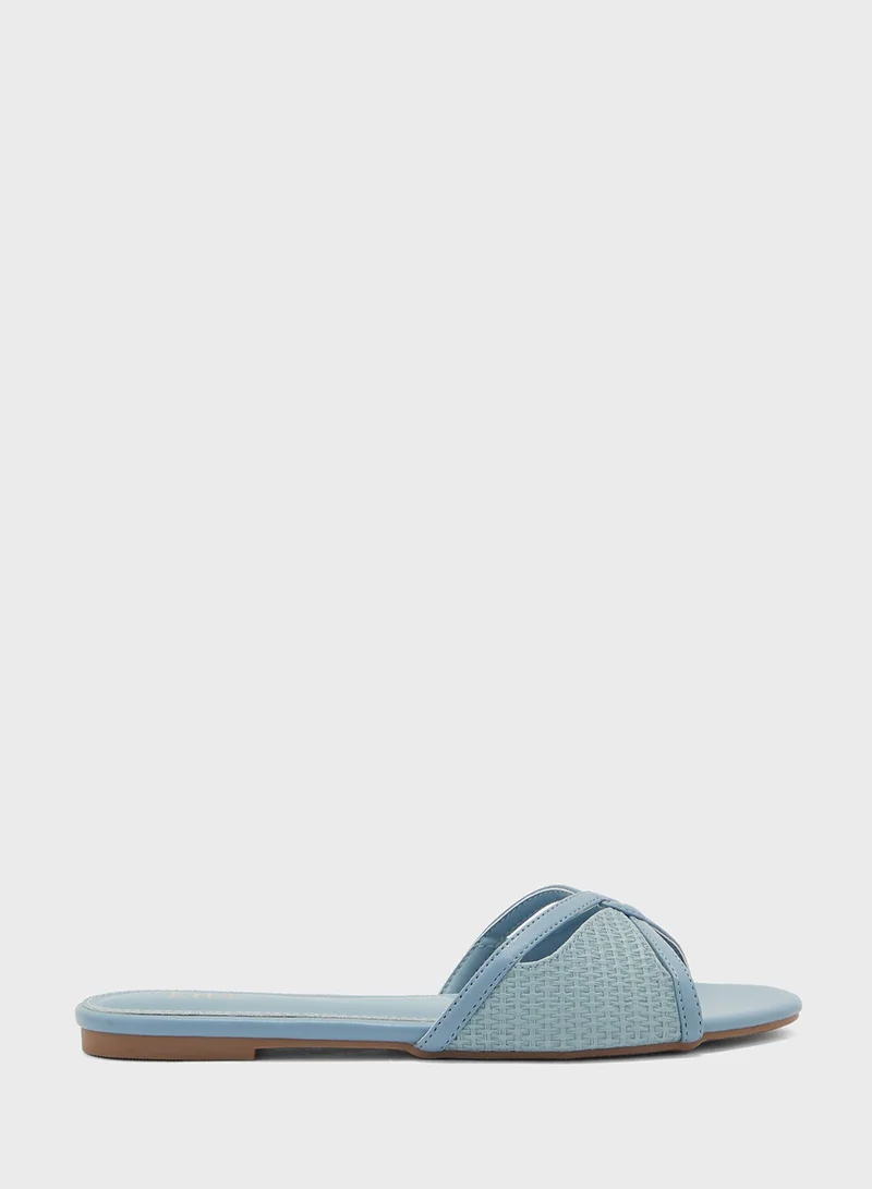 Ella Strappy Weave Detail Flat Sandal