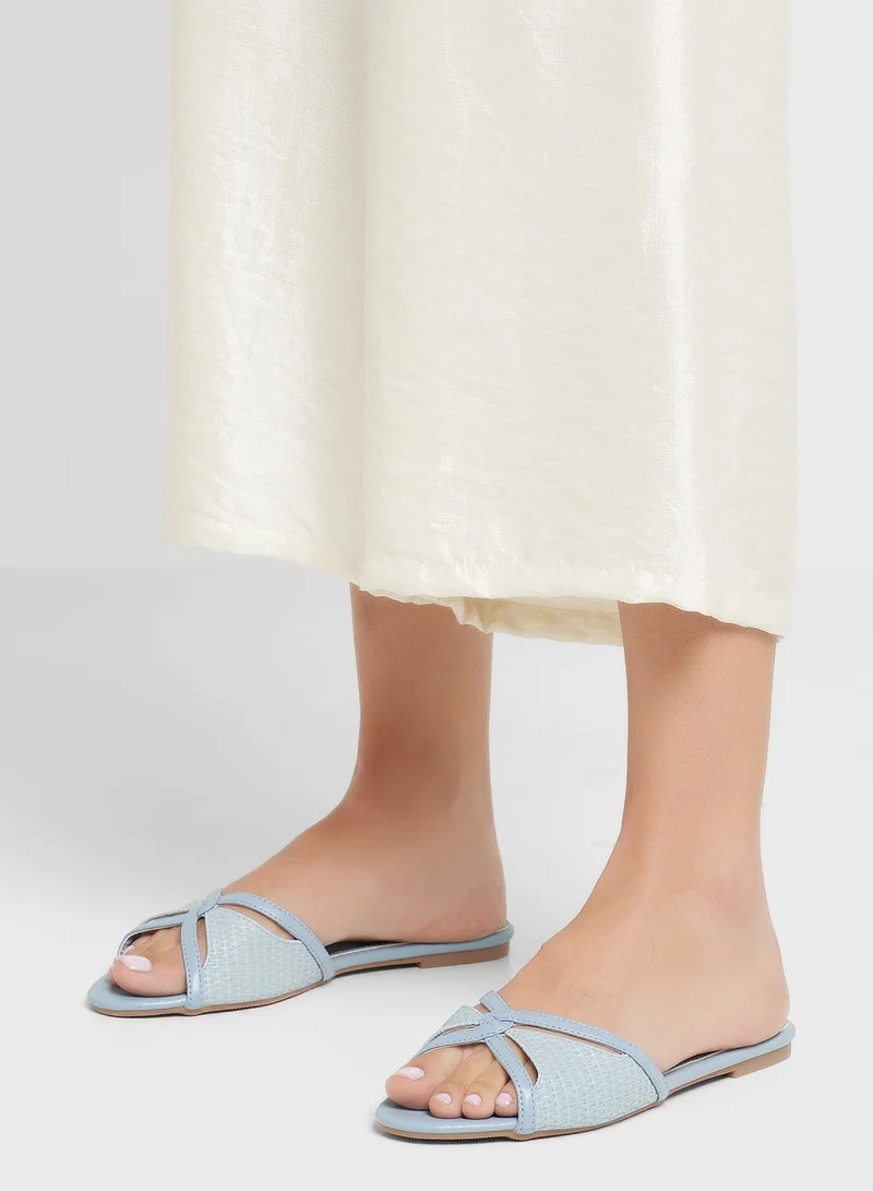 Ella Strappy Weave Detail Flat Sandal