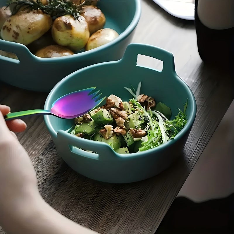 5 Pcs 304 Stainless Steel Toothed Spoons Kitchen Utensil Set Multifunctional Salad Fork - Image 2