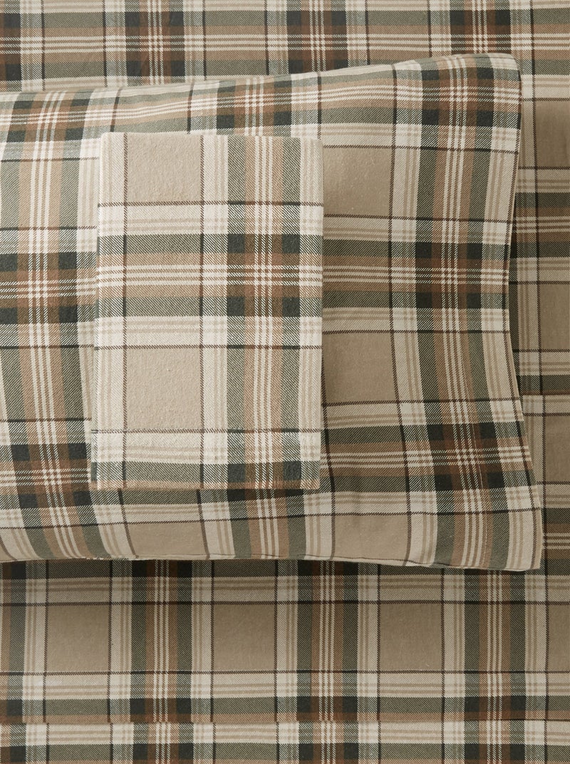 Eddie Bauer  Twin Sheet Set Warm Breathable Cotton Flannel Bedding with Deep Pockets Brushed for Extra Softness Cozy Home Decor OekoTex Certified Edgewood Plaid Twin