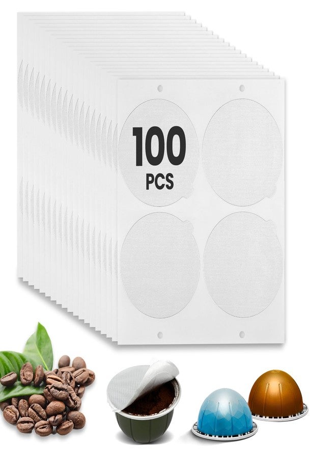 Tegrace Reusable Aluminum Foil Seals Lid Compatible with Nespresso Vertuo Reusable Pods, 100PCS Refillable Aluminum Covers Foil Seals Lids (Pods Not Included) - Image 1