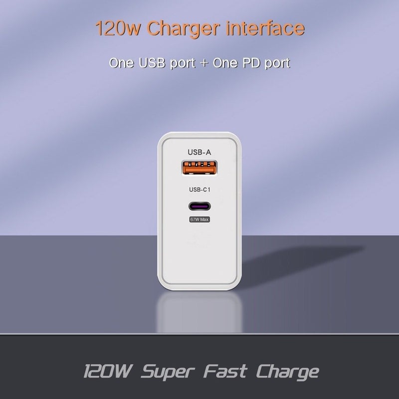 WHALE UK Standard - 120W QC 3.0 Dual-Port Fast Charger, Compact Wall Adapter for Xiaomi and Redmi Phones , Portable Fast Charging, Equipped with 1 USB-C Port and 1 USB-A Port (Cable Not Included) - Image 3