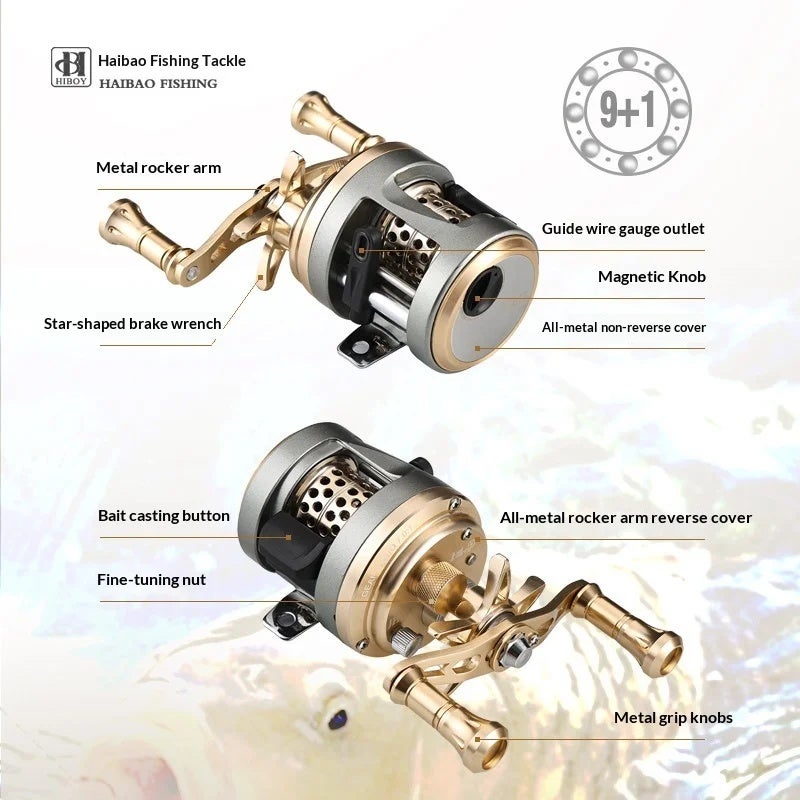هاي بوي بكرة صيد Hiboy HB Saber All Metal BFS Baitcasting Reel Magnetic Brake Shallow Spool Lure Drum Freshwater Stream Trout Shore, Right hand wheel - Image 5