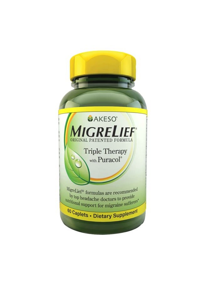MigreLief علاج ثلاثي أصلي مع بوراكل - دعم غذائي لمصابي الشقيقة - 60 قرص/إمداد لمدة شهر - Image 1