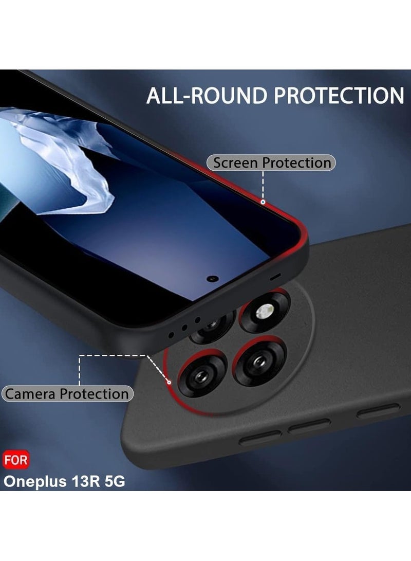 OnePlus 13R Case Cover Soft Silicone Slim fit TPU Case Light weight Back Cover Matte Finish Shockproof Protective Cover Case For OnePlus 13R Black - Image 3