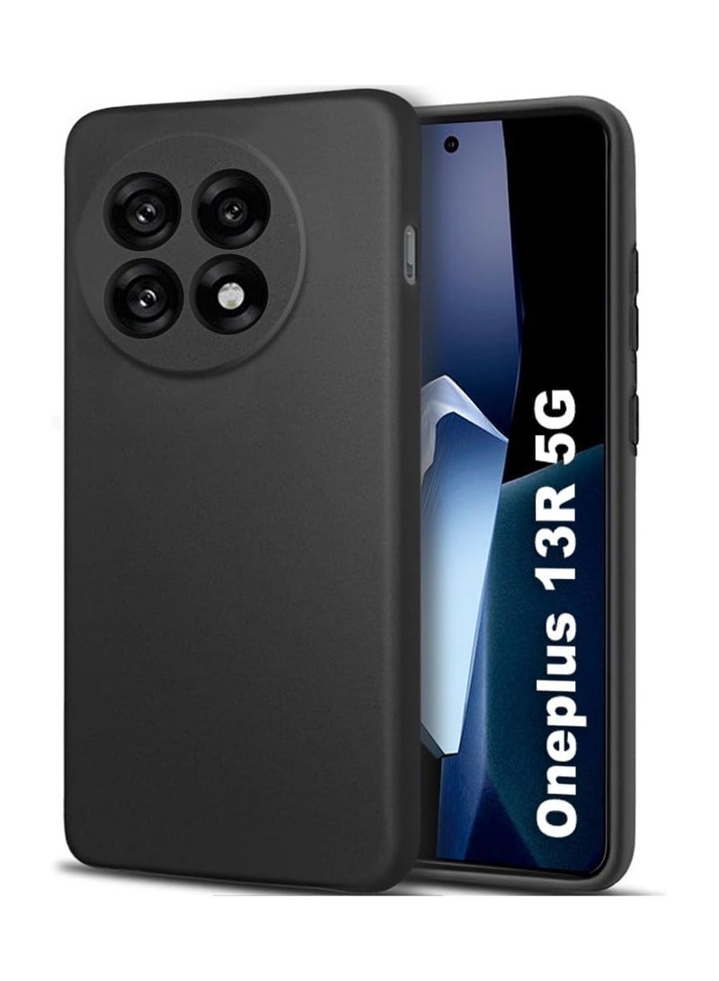 OnePlus 13R Case Cover Soft Silicone Slim fit TPU Case Light weight Back Cover Matte Finish Shockproof Protective Cover Case For OnePlus 13R Black - Image 1