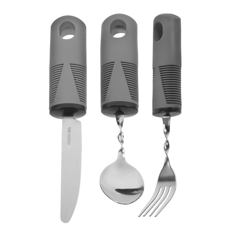 Weighted Adaptive Fork Spoon Set for Hand Tremors Stainless Steel Elderly Dexterity Aid 3Pcs - Image 2