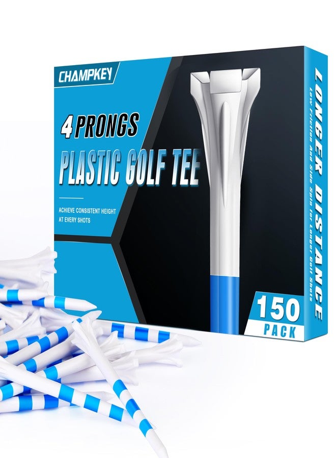 CHAMPKEY PRO 4-Prong Plastic Golf Tees 150 Pack - 70% Ball Contact Reduced for Less Friction and Maximum Distance Performance Golf Tees Plastic (White, 3-1/4") - Image 1