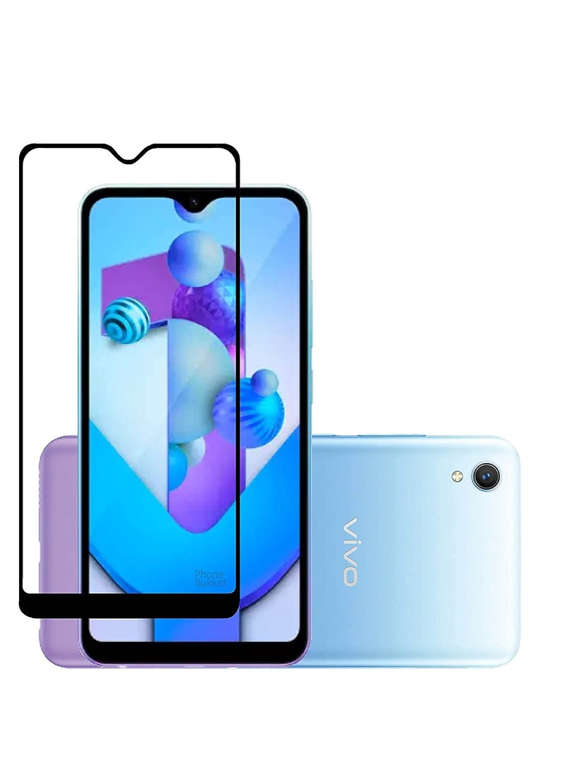 Full Coverage Tempered Glass Screen Protector Compatible with Vivo Y1s, Y90, Y91i, Y91c, Y93, Y95 - Black Frame