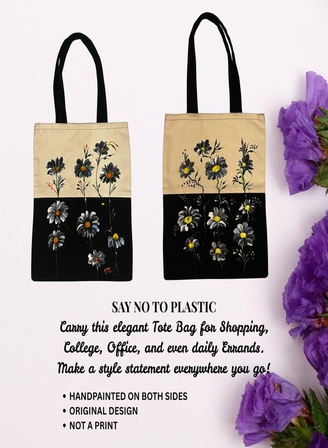 SwapKreations Handpainted Floral Multicolour Tote Bag - 100% Cotton, Eco-Friendly, Reusable Bag for Women & Girls Multicolour 2 - Image 4