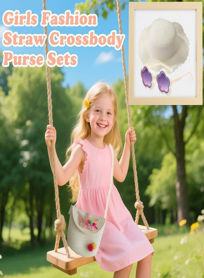 kkdom Straw Crossbody Purse - Cute Straw Bag for Girls, Summer Beach Shoulder Bag - Image 4