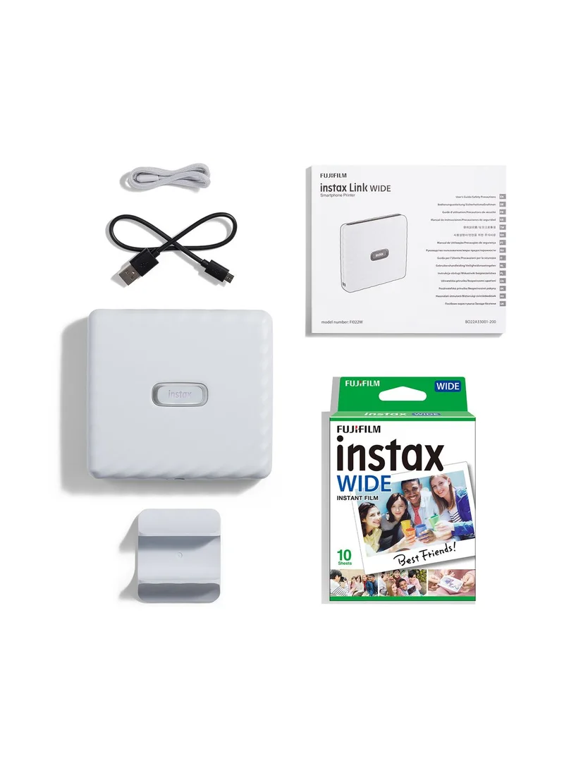 FUJIFILM Instax Link Wide Smartphone Printer (White)  Film Pack