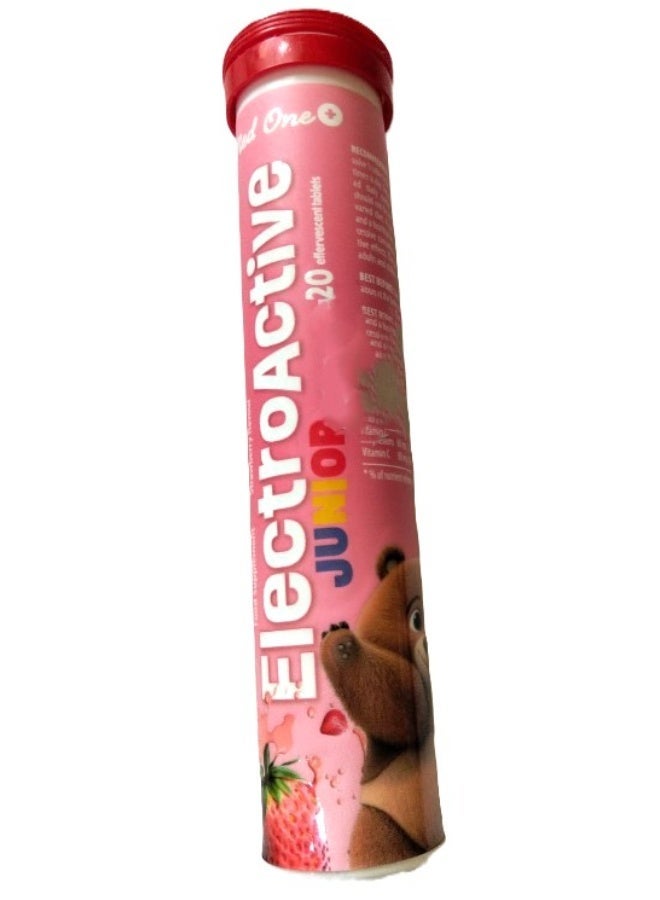 MedOne Electroactive Junior Effervescent Tablets Strawberry Flavour 20 Tablets – Kids Hydration Support - Image 1