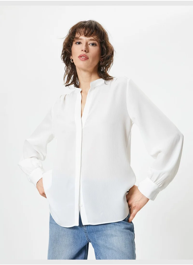 كوتون Puff Sleeve Shirt