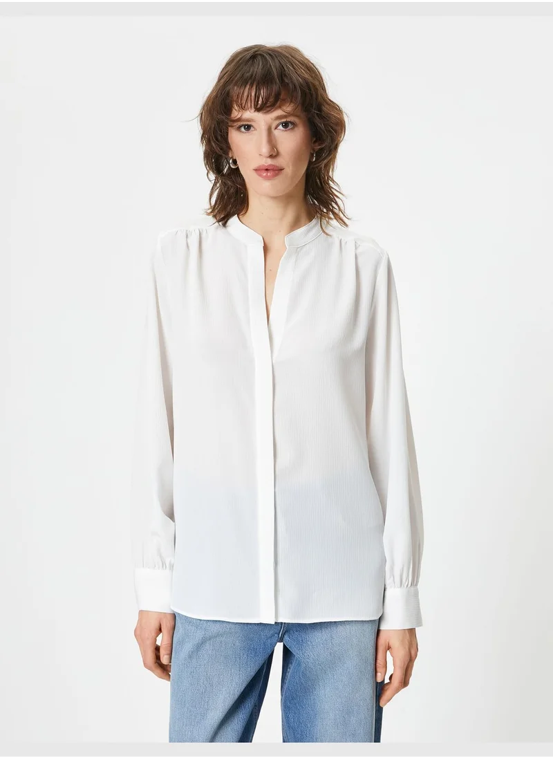 كوتون Puff Sleeve Shirt