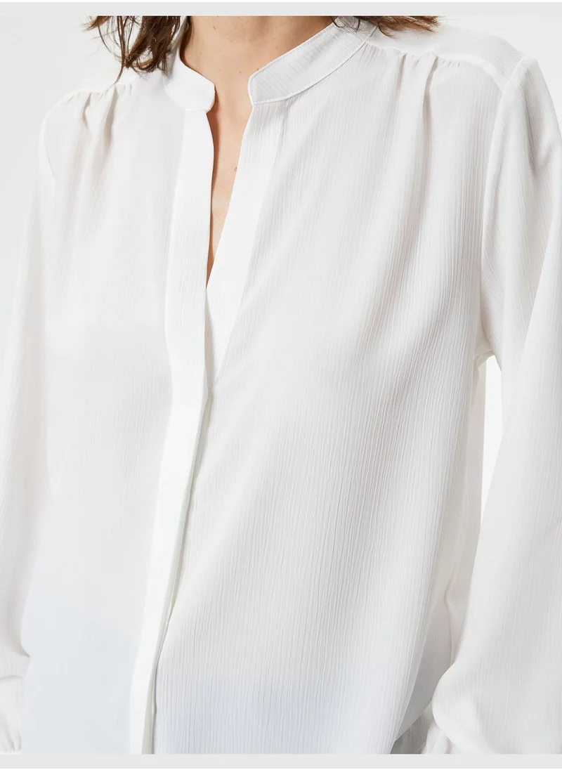 كوتون Puff Sleeve Shirt