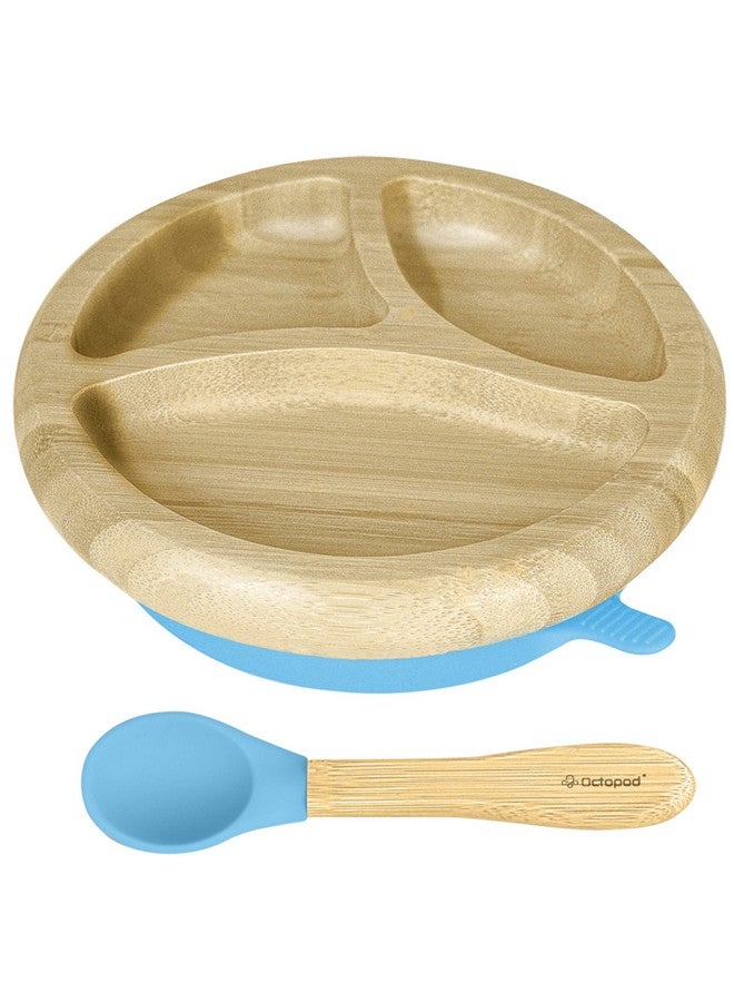 Abiie Octopod Bamboo Dish Kids Plates For 4 Months And Up 3Compartment Baby Plates With Suction Round Bamboo Baby Plate Messfree Toddler Suction Plates Baby Feeding Supplies 7.5 X 7.5 X 1.9In - Image 1