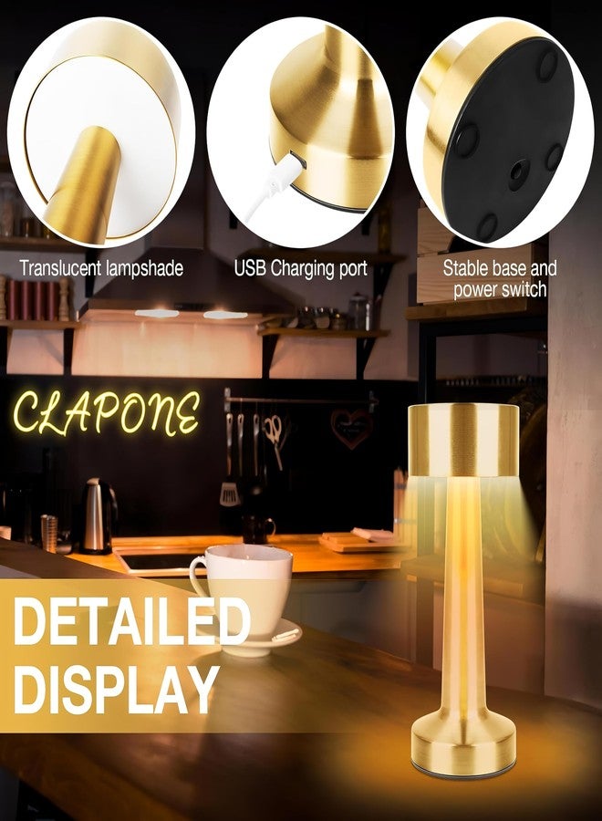 CLAPONE LED Table Lamp - Touch Control with 3 Brightness Levels & 3 Color Modes | Rechargeable Metal Desk Lamp for Bedroom, Nightstand, Living Room, Office & Study Table (Glod, 1 Pcs) - Image 2