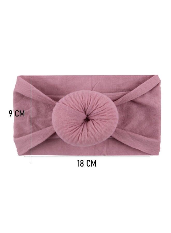 Syga Baby Girls Cotton Turban Wrap Headbands Hairbands Hair Accessories Soft Ball Headband Elastic Newborn Infant Toddlers Kids 0 3 Years (Taro Purple) - Image 4