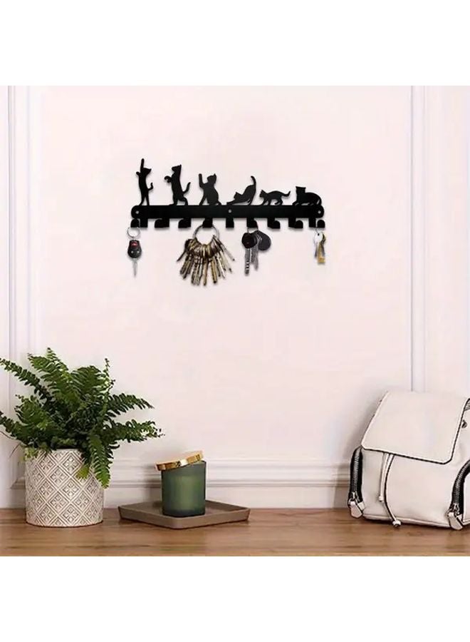 حامل مفاتيح معدني للقط الأسود مع 9 خطاطيف، مثبت على الحائط، منظّم مدخل Ohrmbya102 B - Image 5