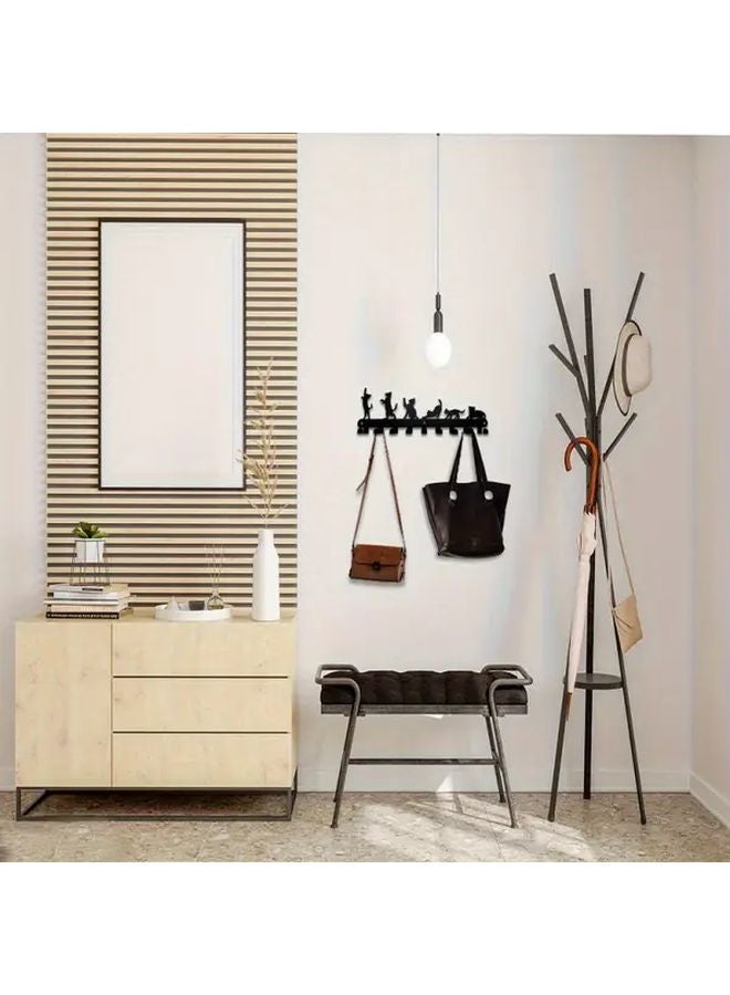 حامل مفاتيح معدني للقط الأسود مع 9 خطاطيف، مثبت على الحائط، منظّم مدخل Ohrmbya102 B - Image 4