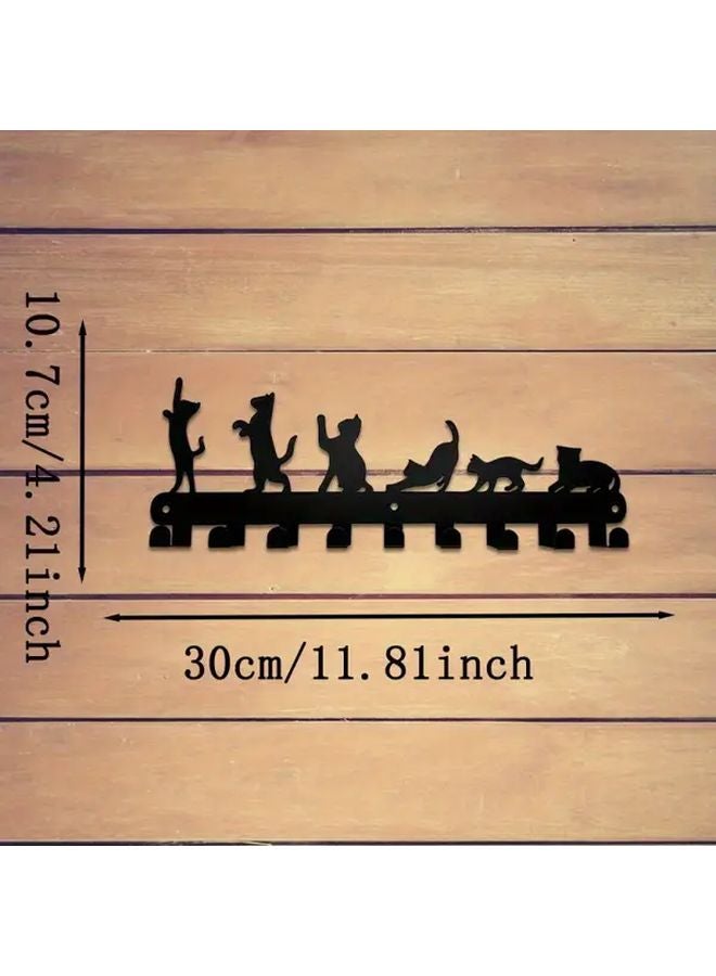 حامل مفاتيح معدني للقط الأسود مع 9 خطاطيف، مثبت على الحائط، منظّم مدخل Ohrmbya102 B - Image 3