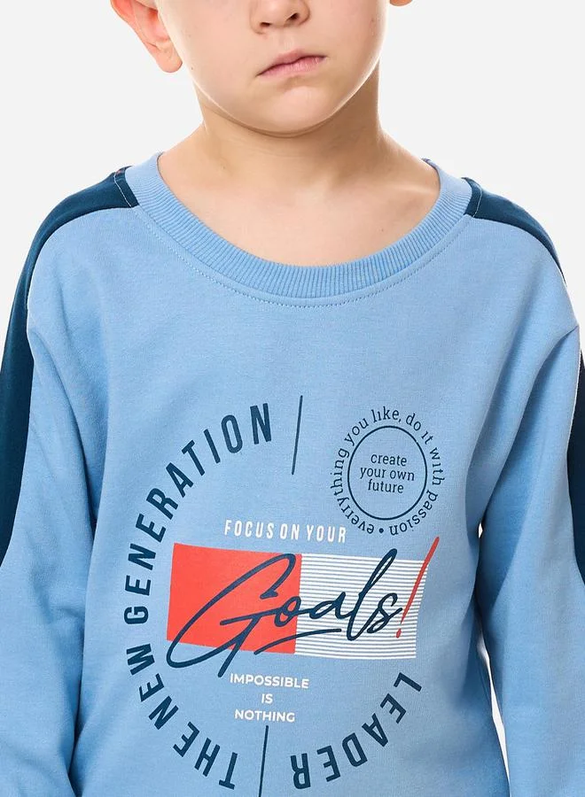 victor and jane Printed Regular Fit Sweatshirt & Joggers Set by Styli