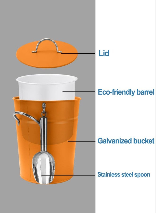 vensovo دلو ثلج برتقالي مجلفن سعة 3 كوارت مع غطاء ومغرفة ومقابض - مثالي للكوكتيلات والحفلات وحفلات الشواء والنبيذ والشمبانيا. طبقة خارجية معزولة مزدوجة وطبقة داخلية مجلفنة، مثالي للاستخدام المنزلي والخارجي - Image 3