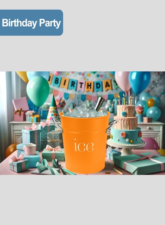 vensovo دلو ثلج برتقالي مجلفن سعة 3 كوارت مع غطاء ومغرفة ومقابض - مثالي للكوكتيلات والحفلات وحفلات الشواء والنبيذ والشمبانيا. طبقة خارجية معزولة مزدوجة وطبقة داخلية مجلفنة، مثالي للاستخدام المنزلي والخارجي - Image 5