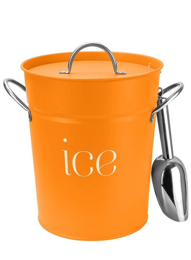 vensovo دلو ثلج برتقالي مجلفن سعة 3 كوارت مع غطاء ومغرفة ومقابض - مثالي للكوكتيلات والحفلات وحفلات الشواء والنبيذ والشمبانيا. طبقة خارجية معزولة مزدوجة وطبقة داخلية مجلفنة، مثالي للاستخدام المنزلي والخارجي - Image 1