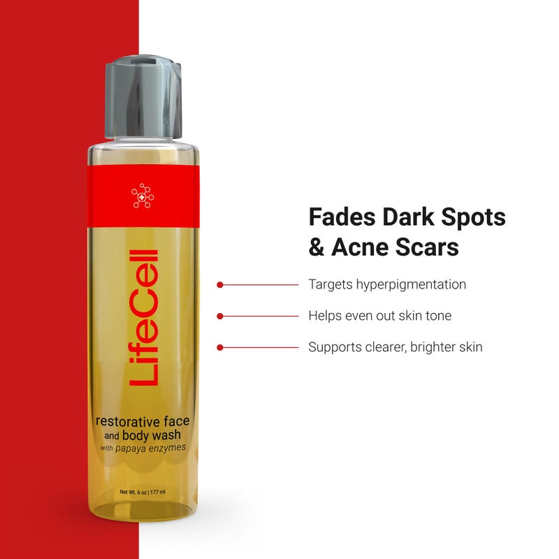 LifeCell Papaya Restorative Anti Aging Face and Body Wash â€“ Gentle Exfoliating Cleanser for Hyperpigmentation, Acne Scars, Dark Spots & Dull Skin â€“ 6oz - Image 4