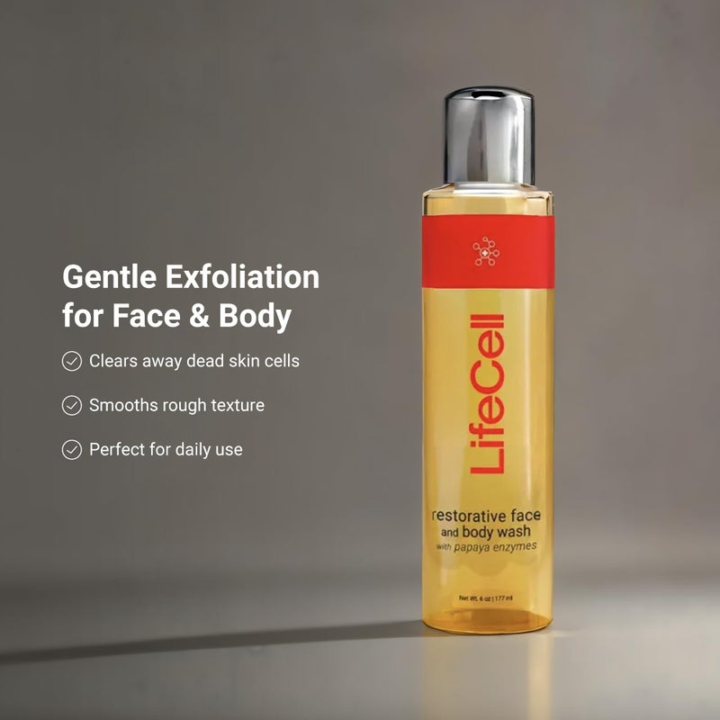 LifeCell Papaya Restorative Anti Aging Face and Body Wash â€“ Gentle Exfoliating Cleanser for Hyperpigmentation, Acne Scars, Dark Spots & Dull Skin â€“ 6oz - Image 3