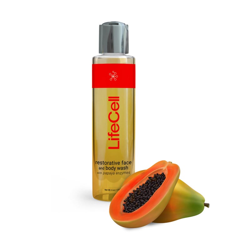 LifeCell Papaya Restorative Anti Aging Face and Body Wash â€“ Gentle Exfoliating Cleanser for Hyperpigmentation, Acne Scars, Dark Spots & Dull Skin â€“ 6oz - Image 2