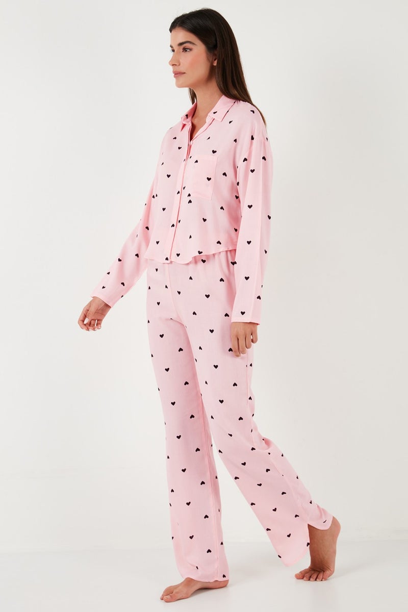 Lela Patterned Comfortable Cut Wide Leg Summer Pajama Set Women's Pajama Set 6110014  - Image 3