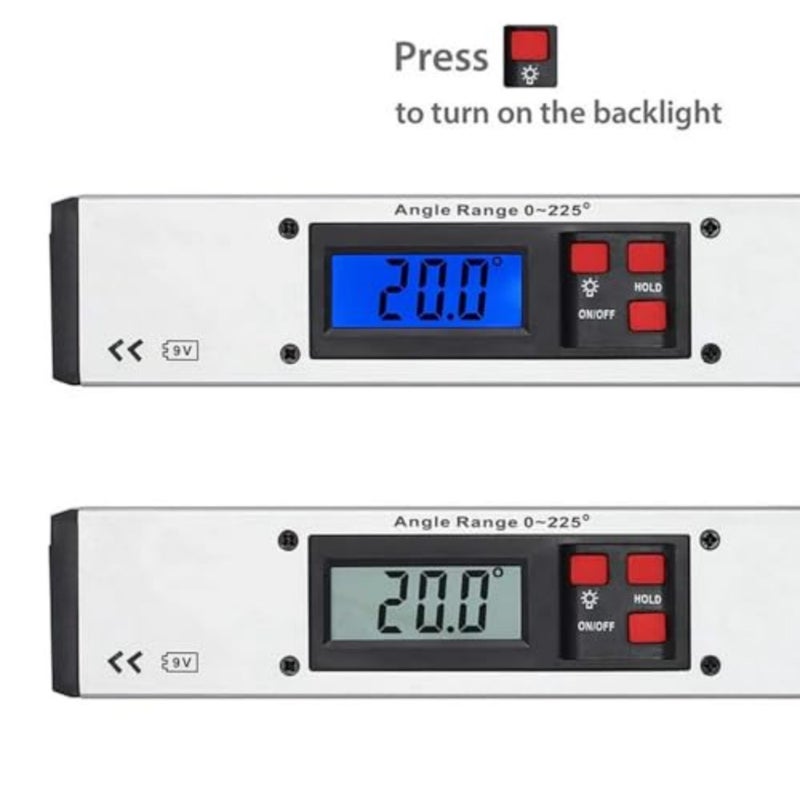 400 مللي متر/16 بوصة 0-225 درجة المنقلة مستوى الكحول الرقمية زاوية مكتشف قياس متر زاوية مكتشف مع فقاعة المستوى - Image 2