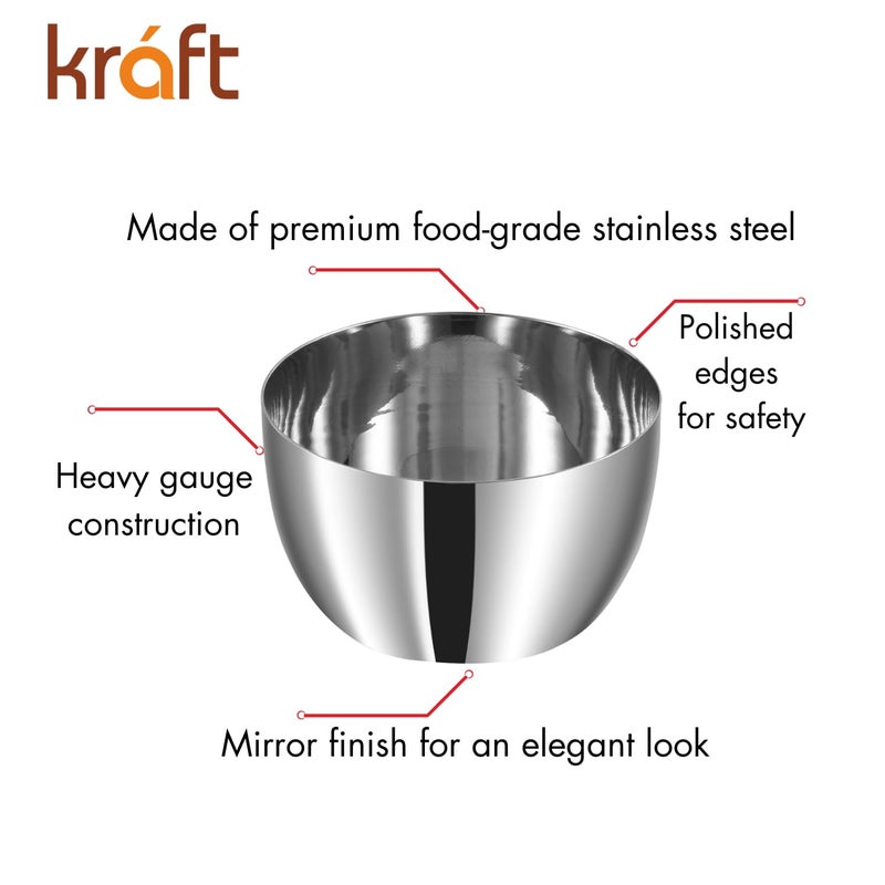 Kraft- follow your imagination Kraft Premium Stainless Steel Serving Bowl Set of 12-10cm (Medium) | Ice Cream, Desert, Fruits Katori/Vati Set | Food Grade, Mirror Finish | BPA Free - 2 Years Warranty - Image 5