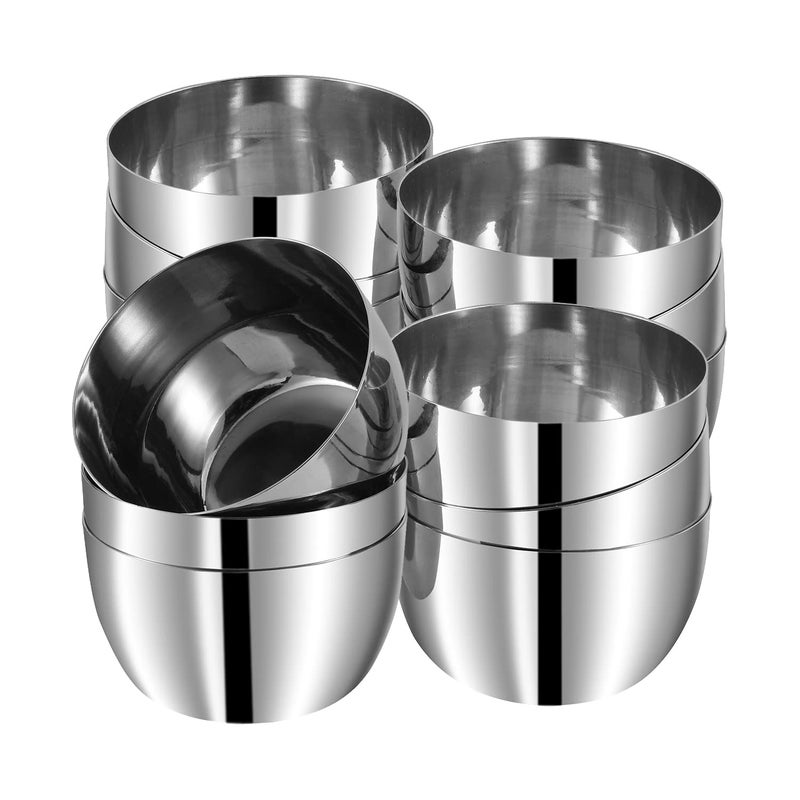 Kraft- follow your imagination Kraft Premium Stainless Steel Serving Bowl Set of 12-10cm (Medium) | Ice Cream, Desert, Fruits Katori/Vati Set | Food Grade, Mirror Finish | BPA Free - 2 Years Warranty - Image 1