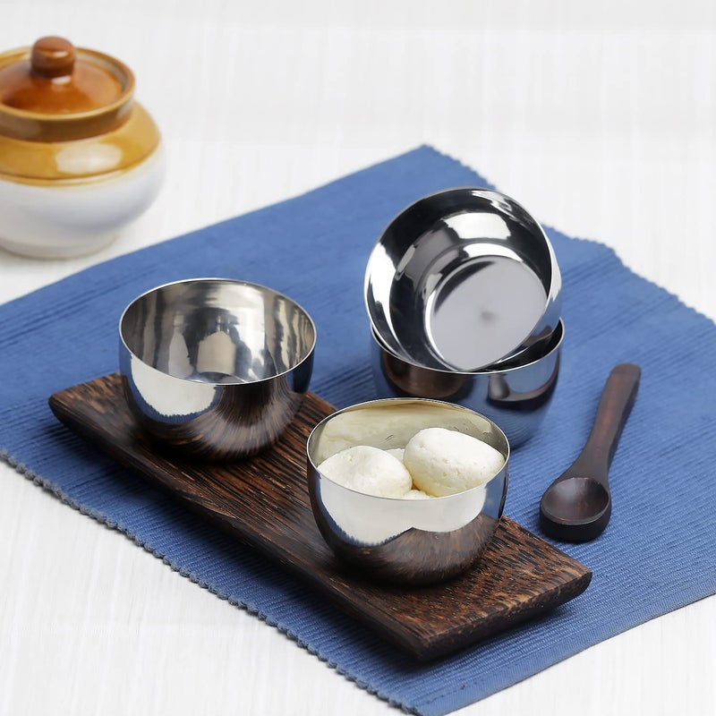 Kraft- follow your imagination Kraft Premium Stainless Steel Serving Bowl Set of 12-10cm (Medium) | Ice Cream, Desert, Fruits Katori/Vati Set | Food Grade, Mirror Finish | BPA Free - 2 Years Warranty - Image 2