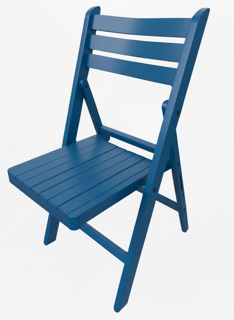 A lightweight Foldable Wooden Chair that's easy to store suitable for the kitchen home gardens dark blue  color