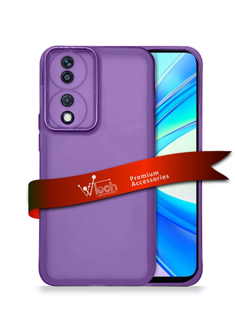 Wtech Soft Transparent TPU Silicone Ultra Thin Phone Stylish Electroplated Camera Border Case Cover For Honor X7b 4G 2023 Purple - Image 1