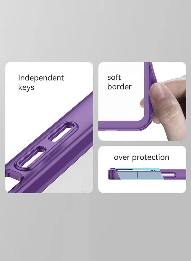 Wtech Soft Transparent TPU Silicone Ultra Thin Phone Stylish Electroplated Camera Border Case Cover For Honor X7b 4G 2023 Purple - Image 4