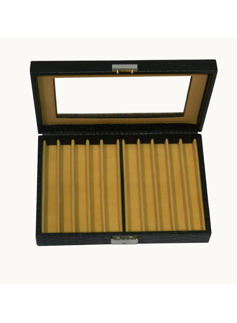 LAVERI LEATHER Laveri 10 Piece Genuine Leather Pen  Case Storage and Fountain Pen , Chain, Braslets Organizer Box with Key Lock - Image 3