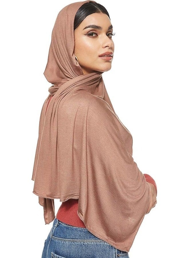 ELTRAZONE Soft Milk Chocolate Jersey Stretch Shailah Hijab – Stylish Muslim Islamic Arab Scarf  - Image 2