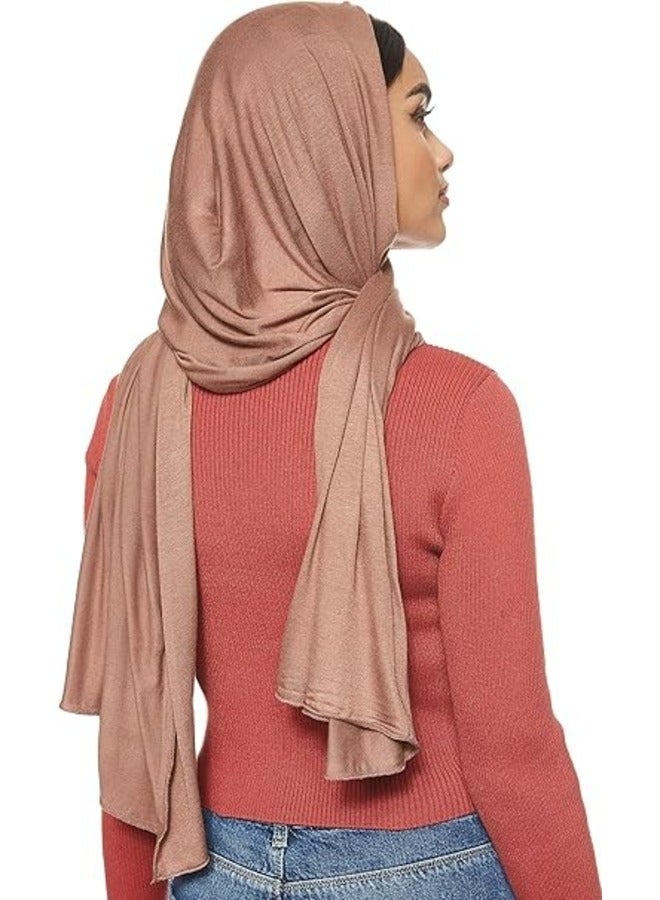 ELTRAZONE Soft Milk Chocolate Jersey Stretch Shailah Hijab – Stylish Muslim Islamic Arab Scarf  - Image 3