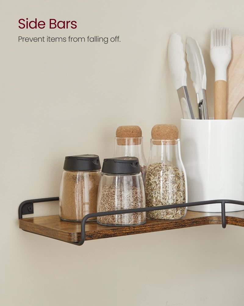 VASAGLE Corner Shelf Wall Mount Set of 2, Floating Shelves, Small Wall Shelf for Decor Storage, for Living Room Bedroom Kitchen Bathroom, Rustic Brown and Black ULLS831B01 - Image 5