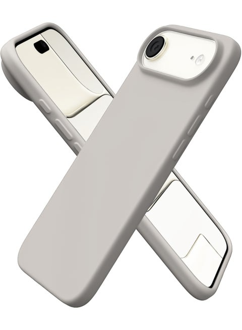 جراب Air Case رفيع من السيليكون السائل المكون من 4 طبقات من المطاط الهلامي الناعم المقاوم للصدمات مع بطانة من الألياف الدقيقة المضادة للخدش (حجري) متوافق مع iPhone 17