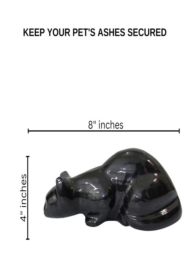 AYZCORP Cat Memorial Urn, Beautiful Container for Ashes - Cremation Keepsake for Remembering Pets - Decorative cat urn-Enamel Finish urn 42 Cubic Inch Capacity-URN for cat Ashes (Black) - Image 3